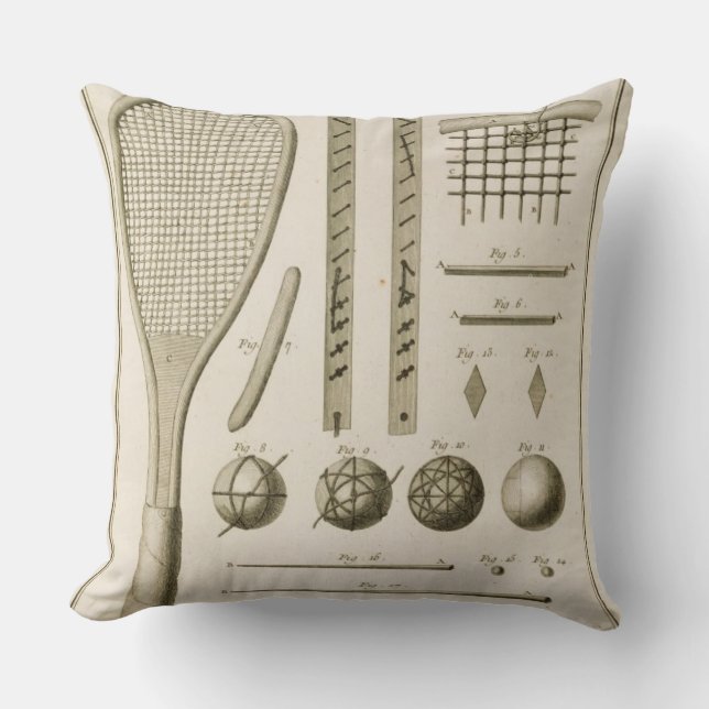 Coussin Queues de raquettes et de billard de tennis, du (Recto)