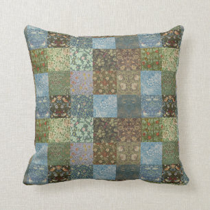 Coussin Quilt en Patchwork vintage William Morris Motif