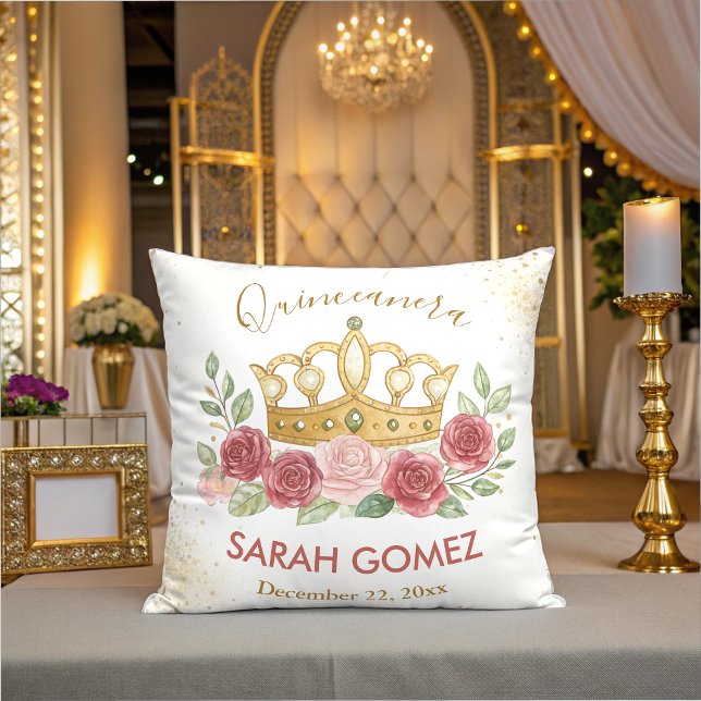 Coussin quinceanera or rose (Créateur téléchargé)