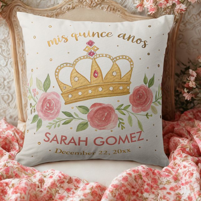Coussin quinceanera or rose (Créateur téléchargé)
