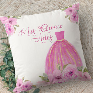 Coussin Quinceanera Rose Floral Mis Quince Anos Personnali