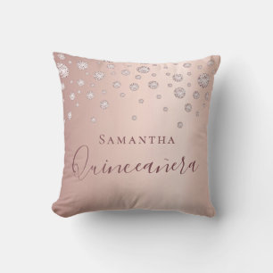Coussin Quinceanera rose or brillant nom de diamants