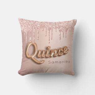 Coussin Quinceanera rose or parties scintillant quince mon