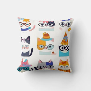 Coussin Quirky Cat Whimsical Feline Art pour Amoureux de l