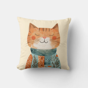 Coussin Quirky Kitten Illustration Meilleur Chat Maman Aqu
