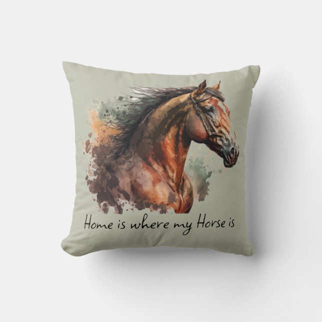 Coussin Quote de cheval Aquarelle photo personnalisée équi (Recto)