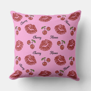 Coussin RAB Rockabilly Cherry Kisses on Pink
