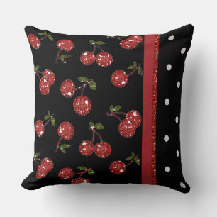 Coussin RAB Rockabilly très cerise cerises Noir