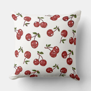 Coussin RAB Rockabilly très cerise cerises sur blanc