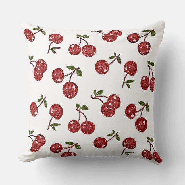 Coussin RAB Rockabilly Très Cerises Cerises Sur Fond Blanc (Recto)