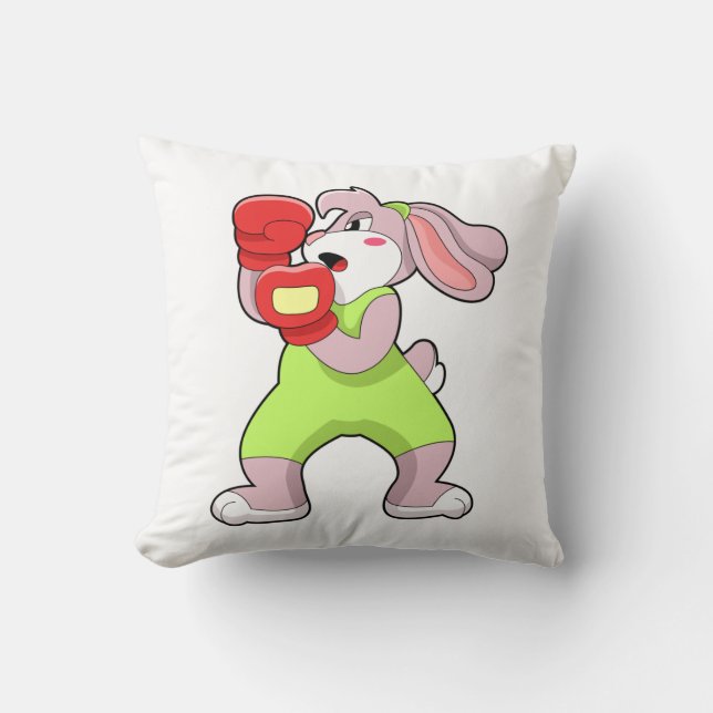 Coussin Rabbit à la boxe avec gants de boxe (Recto)