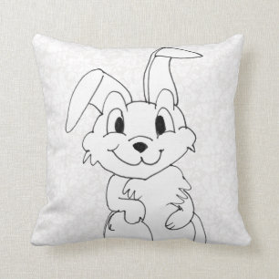 Coussin Rabbit sur Damas blanc