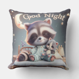 Coussin Raccoon avec un chaton, collection de Natasha Us