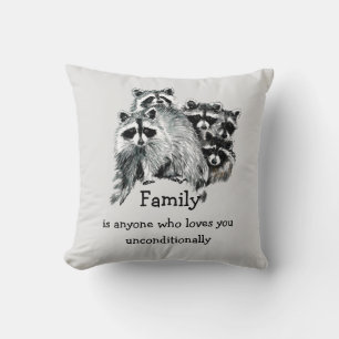 Coussin Raccoon Famille Amis Aimer Citation Noël
