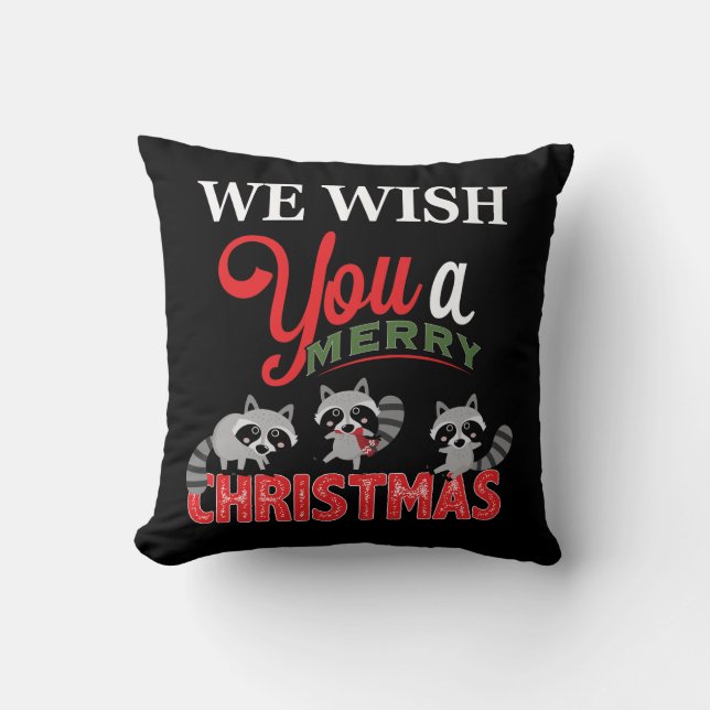 Coussin Raccoon Joyeux Noël (Recto)