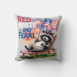 Coussin Raccoon Rouge Blanc Et Feral