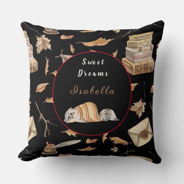 Coussin Raccoon Sweet Fall Personnaliser Texte, Couleur 20 (Recto)