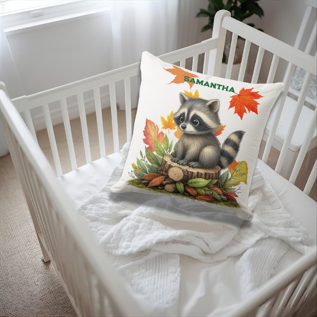Coussin  Raccoon Throw Pillow Autumn Raccoon Pillow Cover (Créateur téléchargé)