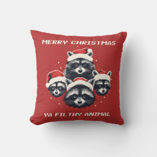 Coussin Raccoons Joyeux Noël Ya animal sale
