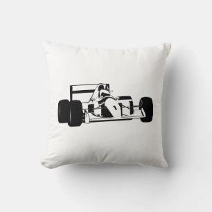 Coussin Race Car Silhouette noir et blanc