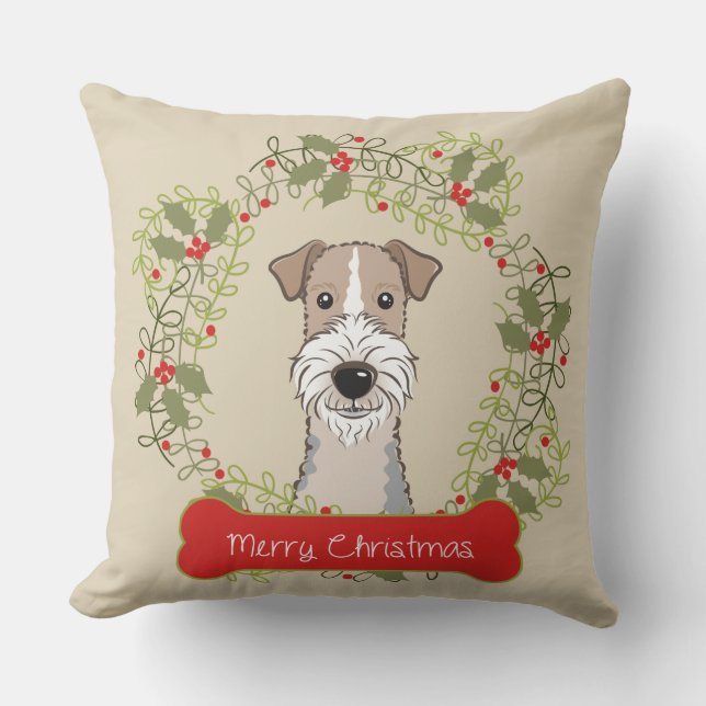 Coussin Race de chien de Joyeux Noël (Recto)