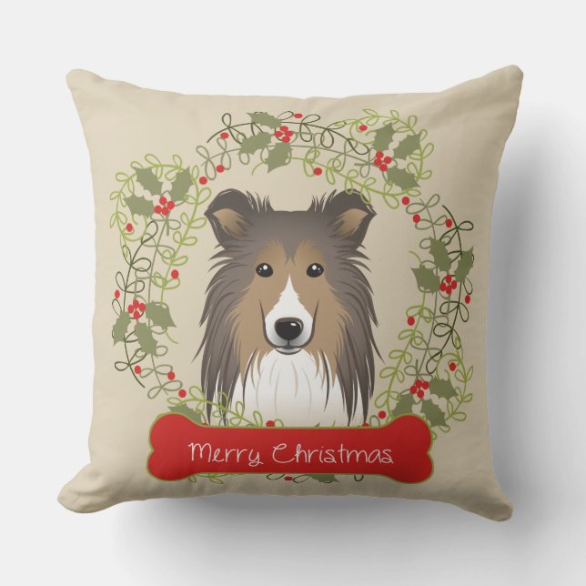 Coussin Race de chien de Joyeux Noël (Recto)