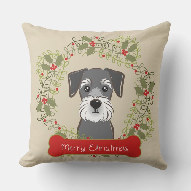 Coussin Race de chien de Joyeux Noël (Recto)
