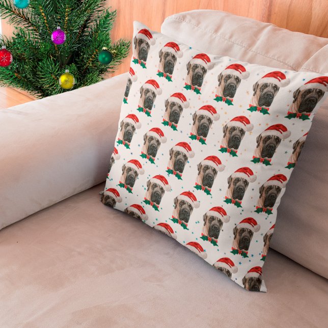 Coussin Race de chien Mastiff anglais Noël (Créateur téléchargé)