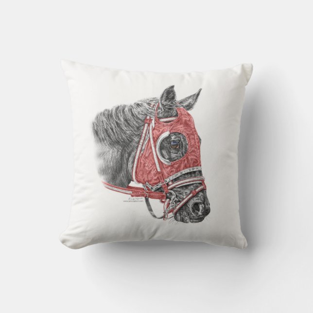 Coussin Race Horse Portrait Soies (Recto)