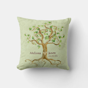 Coussin Racines de l'arbre de rotation Noms personnalisés 