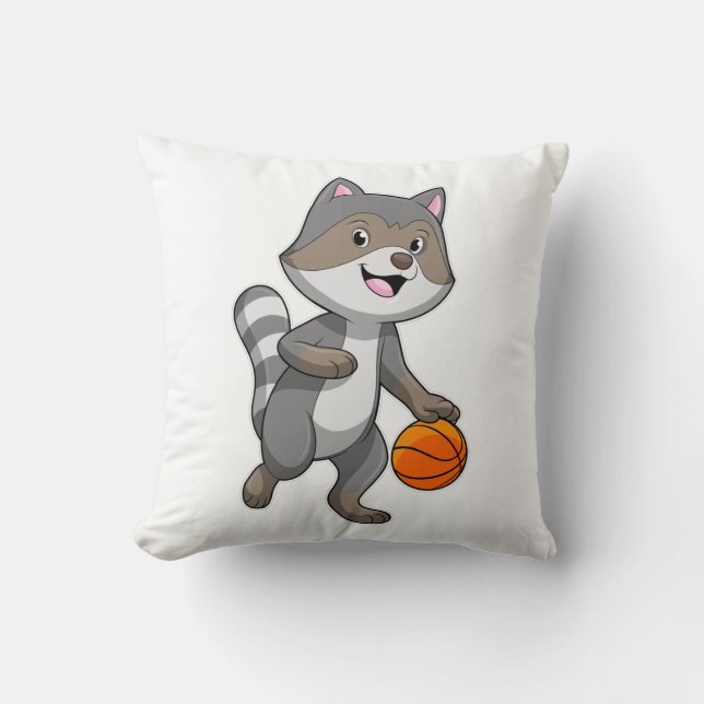 Coussin Racon comme joueur de basket-ball avec basket-ball (Recto)