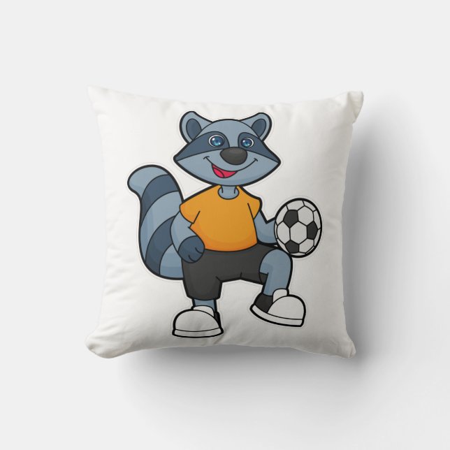 Coussin Racon comme joueur de football avec balle de footb (Recto)