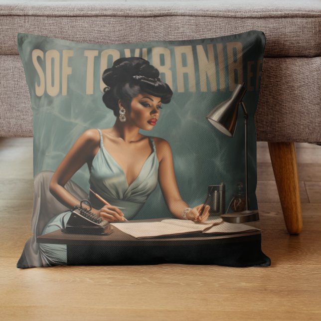 Coussin Radiance rétro Black Woman Vintage Glamor (Créateur téléchargé)