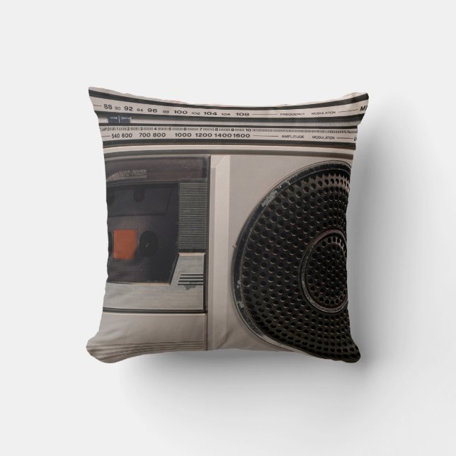 Coussin Radiocassette radio stéréo portable rétro obsolète (Recto)