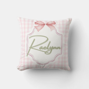 Coussin Raelynn Baby Girl Nursery Bow&En vichy personnalis