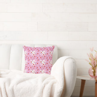 Coussin Rafraîchir le Motif rose avec marguerites blanches