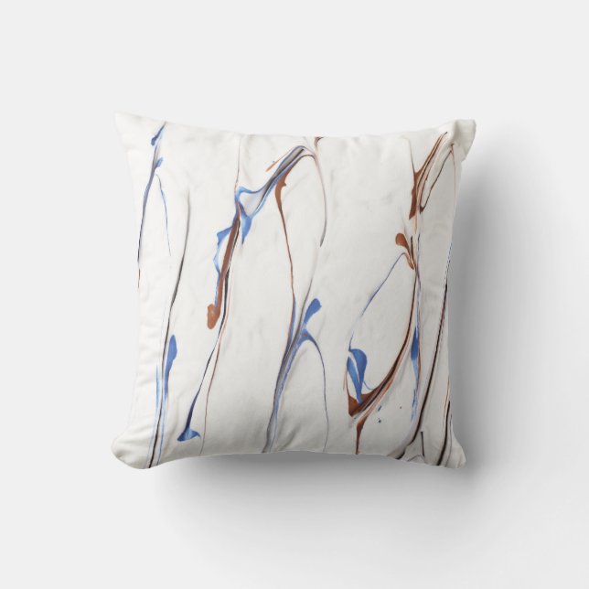 Coussin Raies de peinture bleues et brunes (Recto)