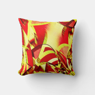 Coussin Raies jaunes sur l'image rouge, floutée
