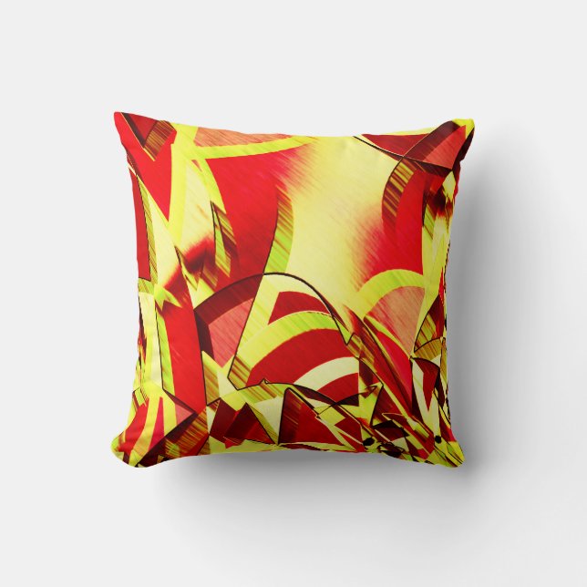 Coussin Raies jaunes sur l'image rouge, floutée (Recto)