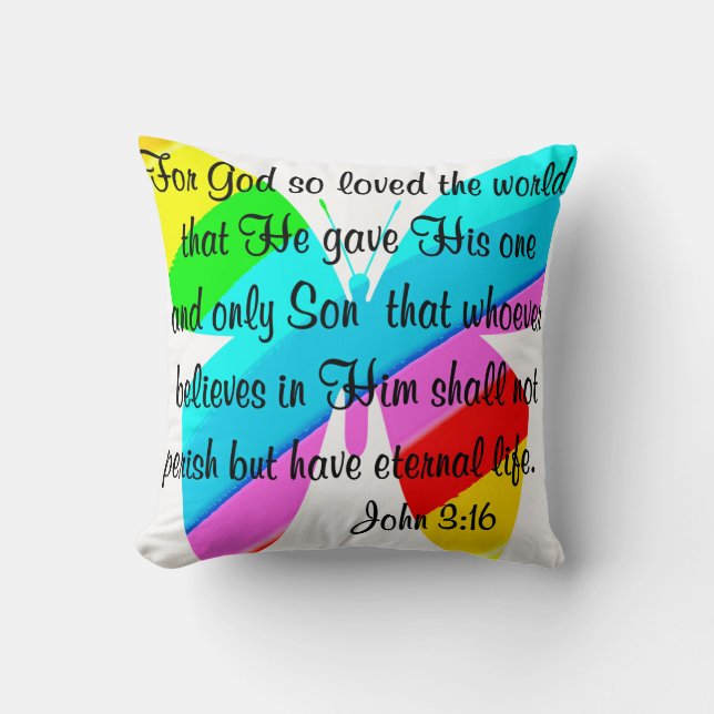 COUSSIN RAINBOW BOTTERFLY JOHN 3:16 DESIGN (Recto)