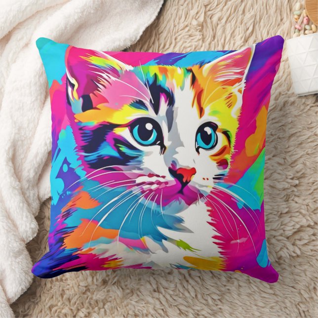 Coussin Rainbow Cat : Vivid Portrait (Couverture)
