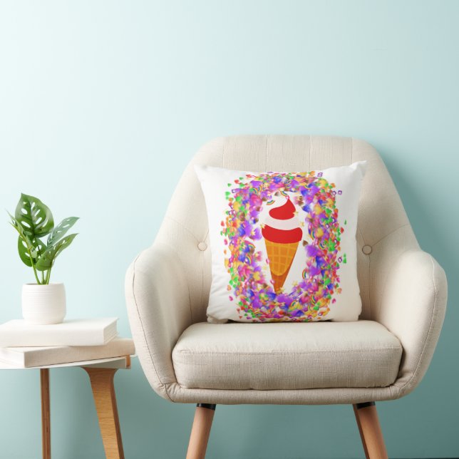 Coussin Rainbow Confetti Swirl Ice Cream (Chaise)