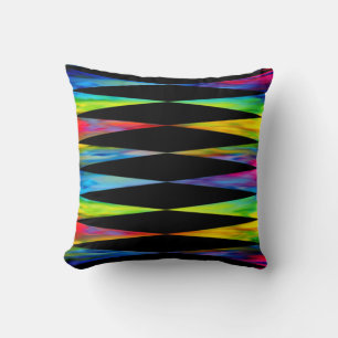 Coussin [Rainbow Fiesta] Arlequin géométrique moderne Noir