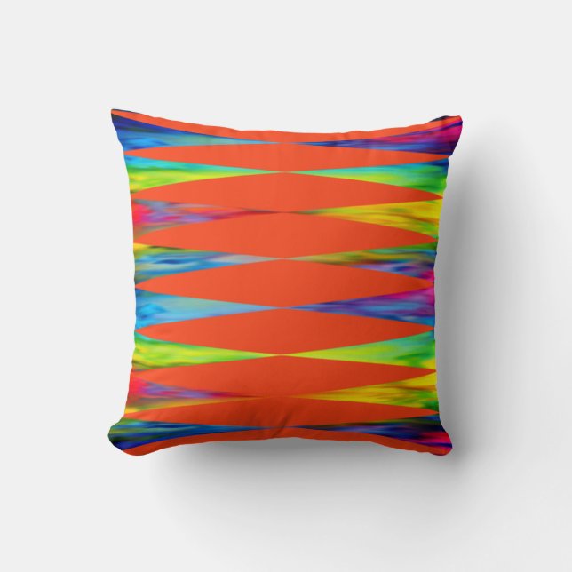 Coussin [Rainbow Fiesta] Arlequin Géométrique Orange Incan (Recto)