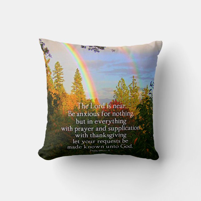 Coussin Rainbow Forest Écriture chrétienne Bible Verse (Recto)