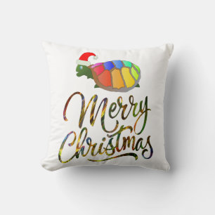 Coussin Rainbow Funny Turtle portant le Noël Noël Noël Noë