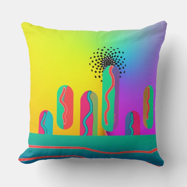 Coussin Rainbow Geo Spectaculaire Print (Recto)