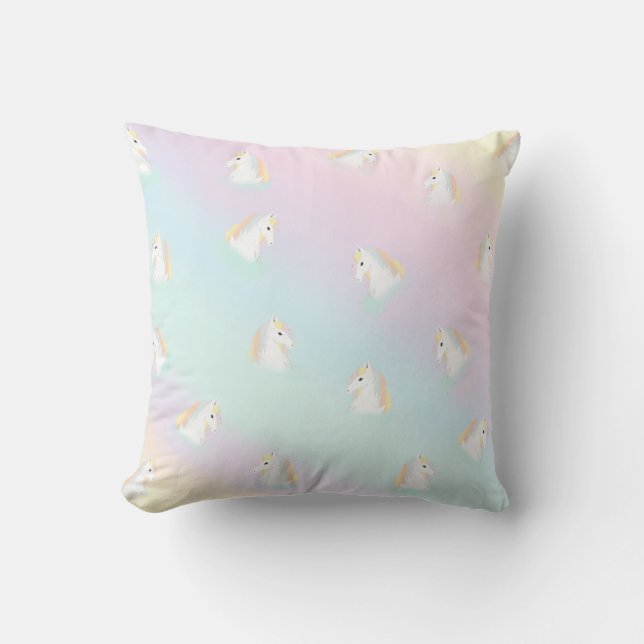 Coussin Rainbow Horse Unicorn Equestrium Girly (Recto)