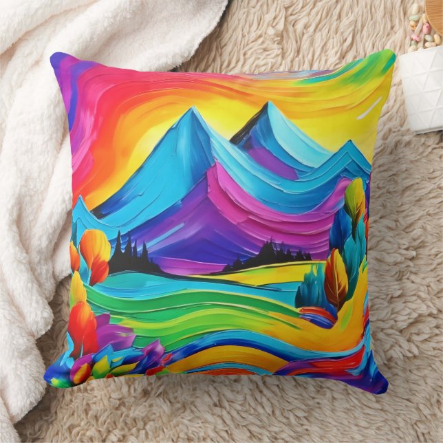 Coussin Rainbow Mountain Majesty Art (Couverture)