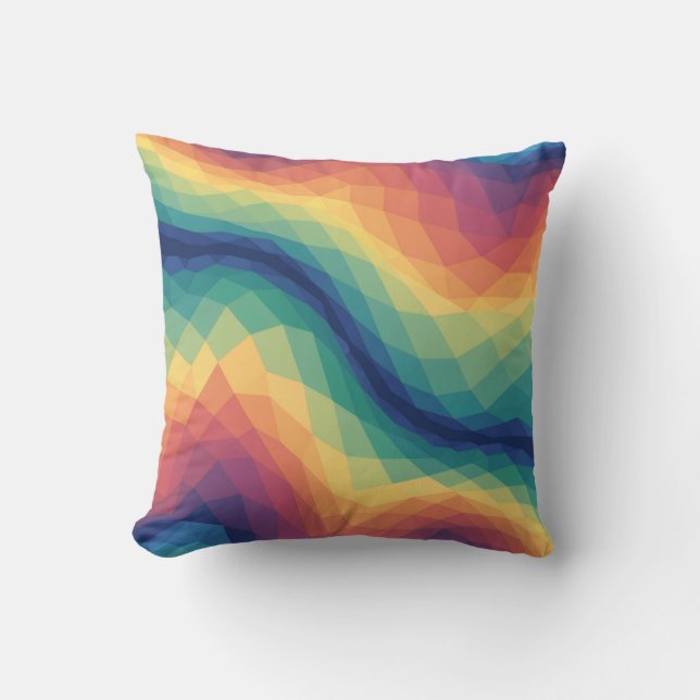 Coussin Rainbow Polygon Wave Seamless Pattern -  (Recto)